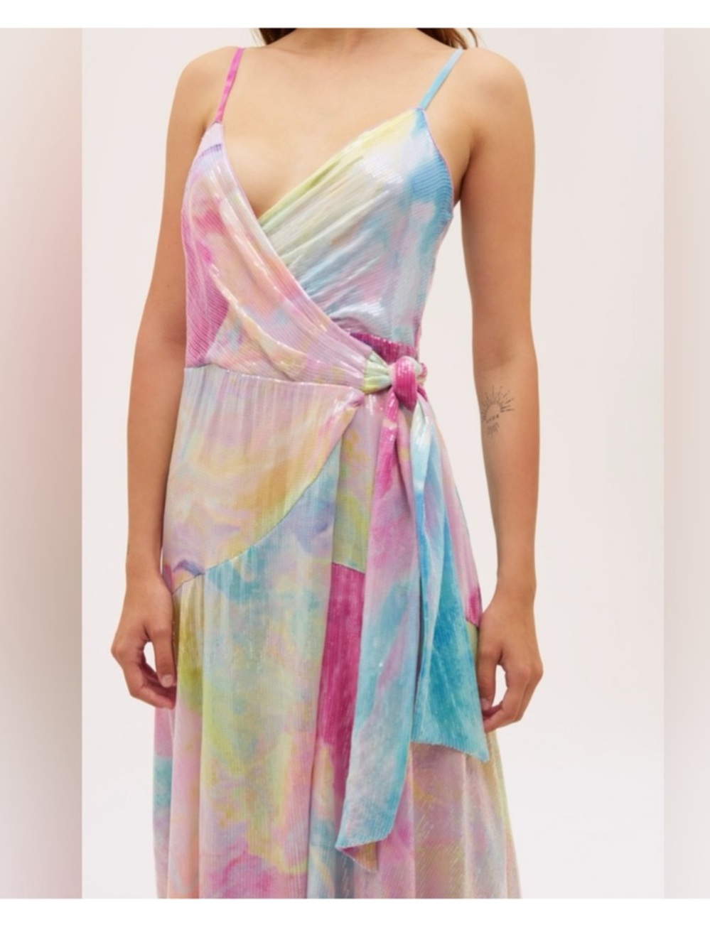 Multi-Color Tie-Dye Wrap Maxi Dress